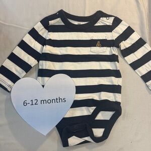 GAP - Striped Navy and White Long Sleeve One Piece/Onesie Top